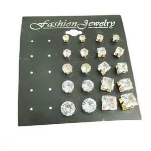 Elegant Gold Tone Earring Set - 12 Pairs